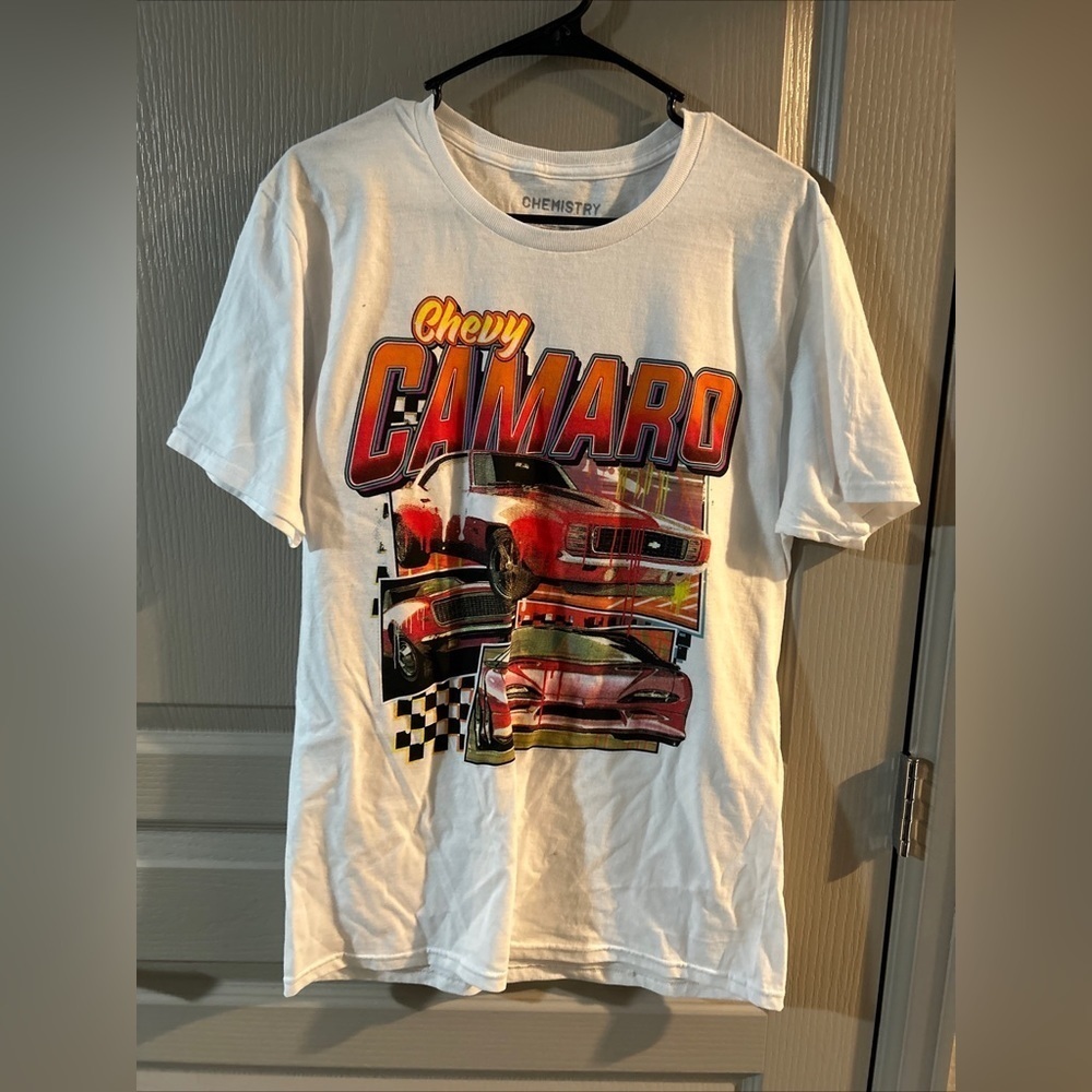 Chevy Camaro Turbo Men's White Print Tee T-Shirt by Chemistry Size medium